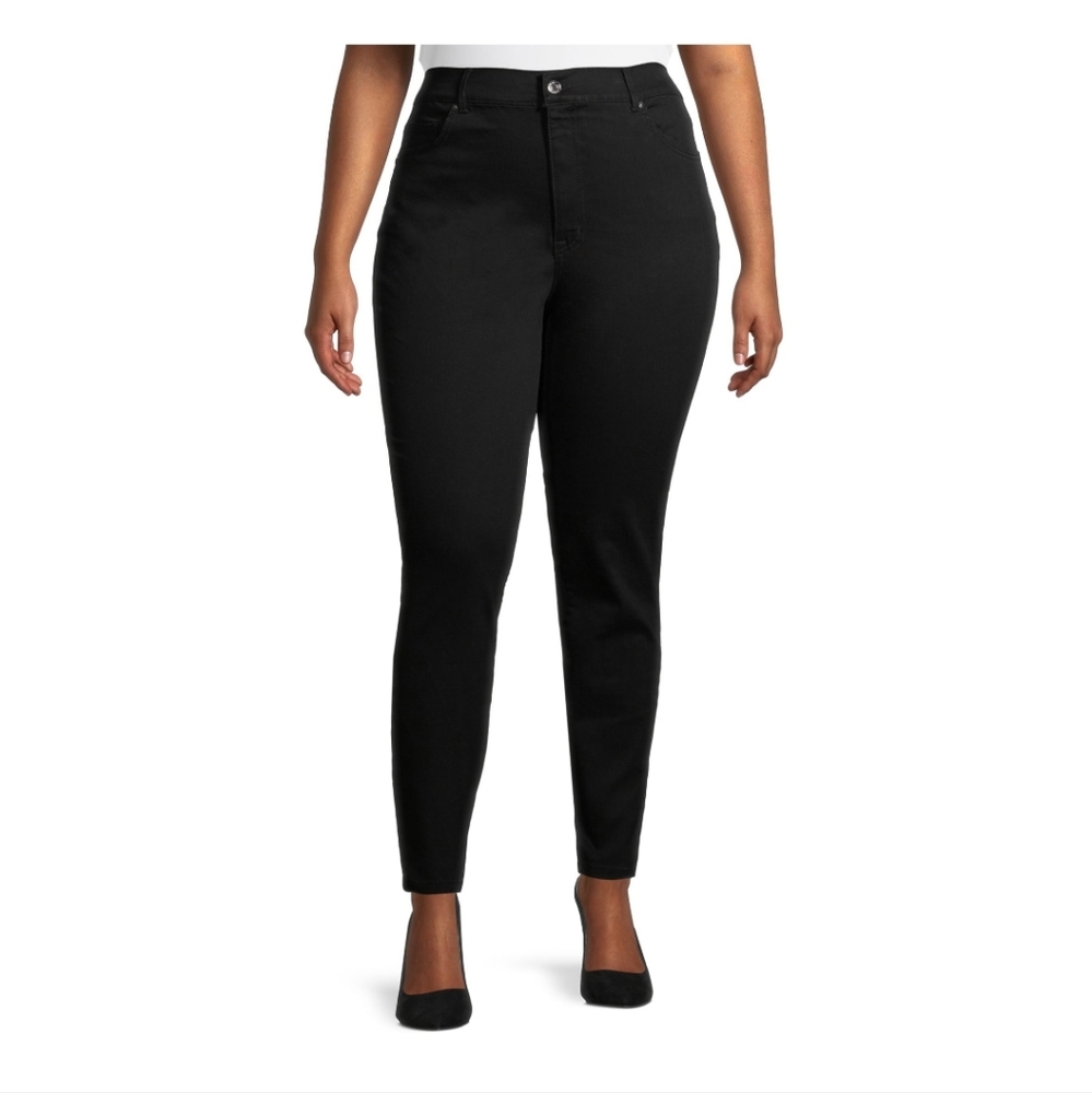 Terra & Sky Women's Plus Size Skinny Jeans High Rise Black - Picture 1 of 6